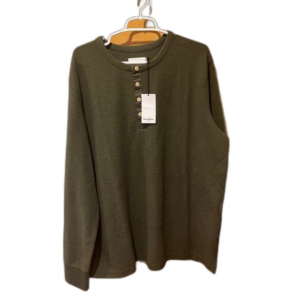 Goodfellow men’s green Henley xxl button up new nwt - Picture 1 of 3